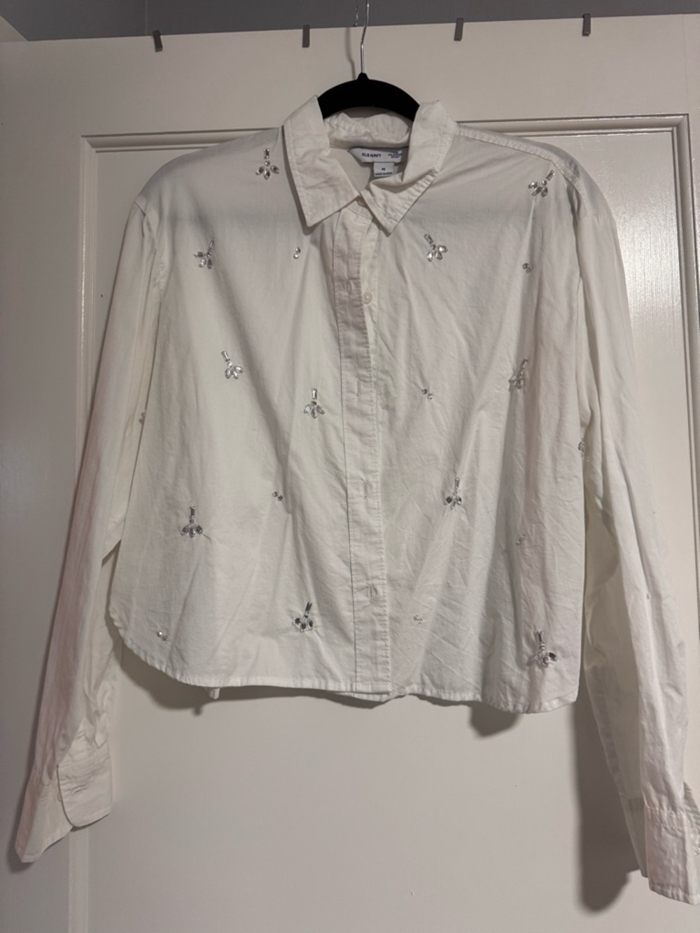 Old Navy White Cropped Button-Up Shirt